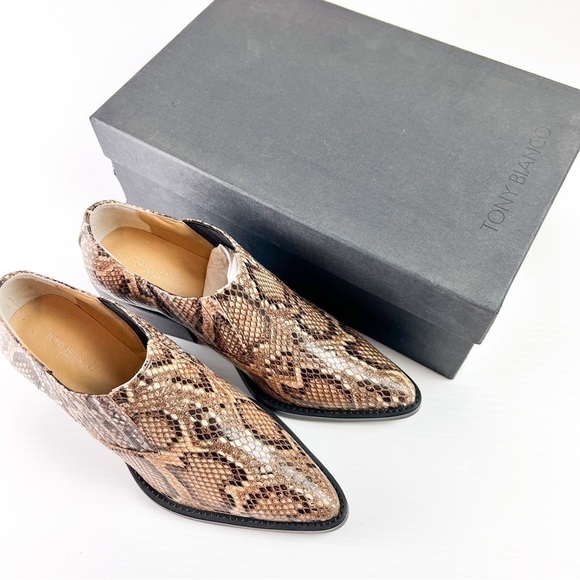 Tony Bianco Booties womens 6 Paris Leather Brown Multi Snake Ankle Shoes - Picture 14 of 14